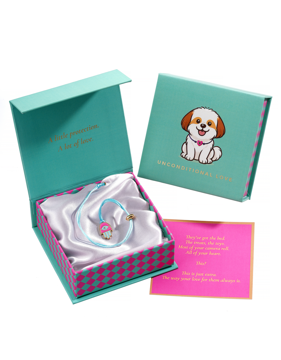 Pink and Blue Hamsa Evil Eye Pendant